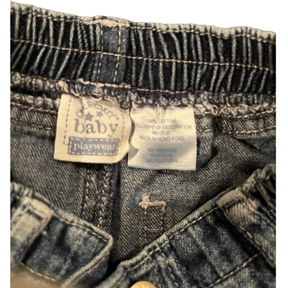 Cherokee Baby Blue Jeans 6M Denim 4-Pocket with Elastic Waist and Snap Legs - Picture 3 of 3